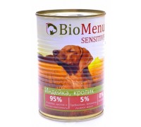 BioMenu SENSITIVE Консервы для собак Индейка/Кролик 95%-МЯСО 100 г