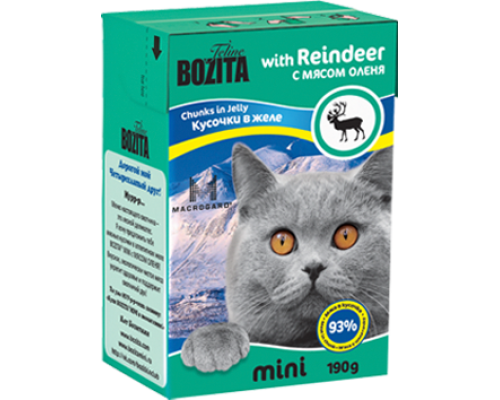 Bozita super premium Mini Кусочки в желе для кошек - олень (Reindeer). Вес: 190 г