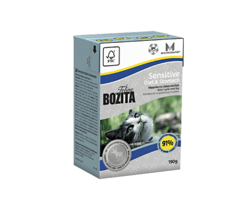 Bozita super premium Кусочки в желе для Чувствительных кошек с лосем (Sensitive Diet&Stomach). Вес: 190 г