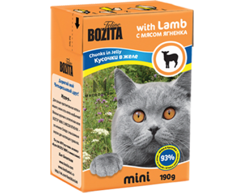 Bozita super premium Mini Кусочки в желе для кошек - ягненок (Lamb). Вес: 190 г