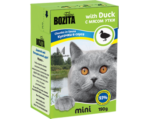 Bozita super premium Mini Кусочки в соусе для кошек - утка (Duck). Вес: 190 г