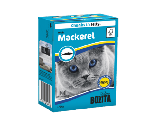 Bozita super premium Кусочки в желе для кошек со скумбрией (with Mackerel). Вес: 370 г