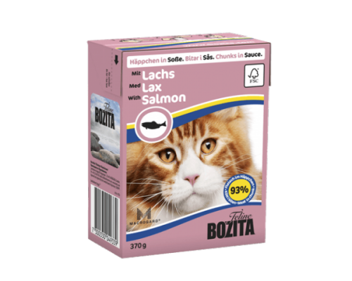 Bozita super premium Кусочки в СОУСЕ для кошек с лососем (Salmon). Вес: 370 г