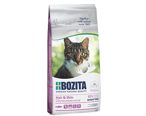 Bozita super premium Сухой беззерновой корм для взрослых и растущих кошек для здоровой кожи и шерсти с лососем, без пшеницы (Hair & Skin Wheat Free Salmon 30/15). Вес: 400 г