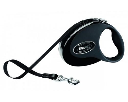 FLEXI Рулетка-ремень для собак, 5м, до 25 кг, черная (Collection M tape 5 m black/black) (Флекси)