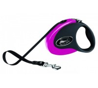 FLEXI Рулетка-ремень для собак, 5м, до 25 кг, черно-розовая (Collection M tape 5m black/pink) (Флекси)