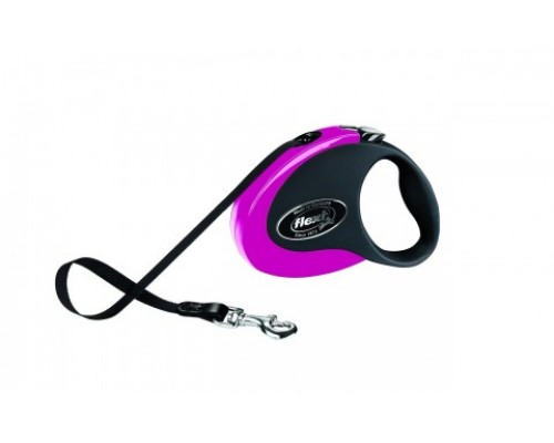 FLEXI Рулетка-ремень для собак до 12кг, 3м, черно-розовая (Collection S tape 3m black/pink) (Флекси)