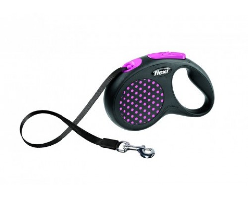FLEXI Рулетка-ремень для собак до 15кг, 5м, розовая (Design S Tape 5 m, pink) (Флекси)