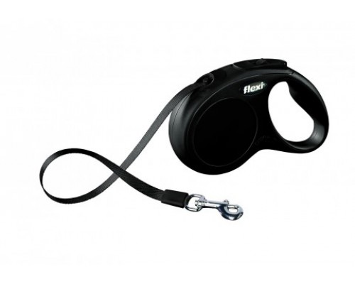 FLEXI Рулетка-ремень для собак до 15кг, 5м, черная (New Classic S tape 5m black) (Флекси)