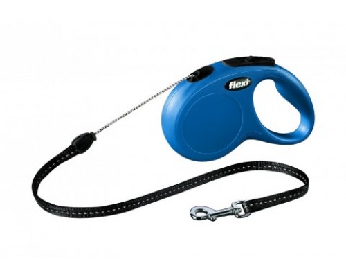 FLEXI Рулетка-трос для собак до 12кг, 5м, голубая (New Classic S cord blue) (Флекси)