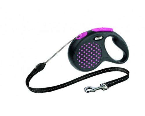 FLEXI Рулетка-трос для собак до 12кг, 5м, розовая (Design S Cord 5 m, pink) (Флекси)