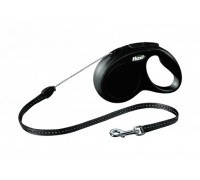 FLEXI Рулетка-трос для собак до 12кг, 5м, черная (New Classic S cord black) (Флекси)
