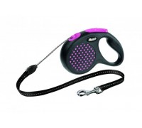 FLEXI Рулетка-трос для собак до 20кг, 5м, розовая (Design M Cord 5 m, pink) (Флекси)