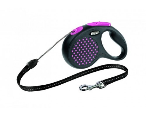 FLEXI Рулетка-трос для собак до 20кг, 5м, розовая (Design M Cord 5 m, pink) (Флекси)