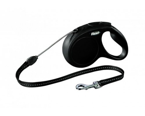 FLEXI Рулетка-трос для собак до 20кг, 5м, черная (New Classic M cord black) (Флекси)