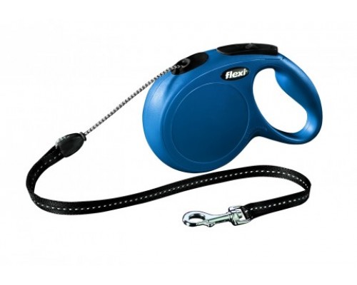 FLEXI Рулетка-трос для собак до 20кг, 8м, голубая (New Classic M cord blue) (Флекси)