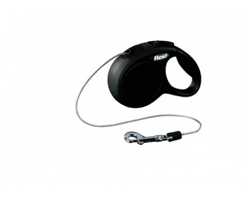 FLEXI Рулетка-трос для собак до 8кг, 3м, черная (New Classic XS cord black) (Флекси)