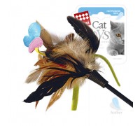 GiGwi Дразнилка для кошек с бабочкой с натуральными некрашеными перьями