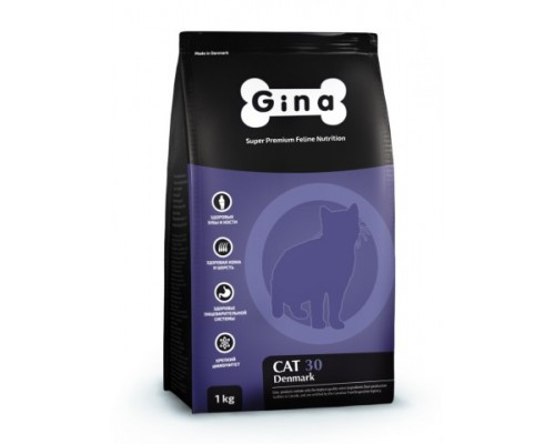 Gina DENMARK CAT-30 Корм полнорационный сухой для взрослых кошек (Джина). Вес: 1 кг
