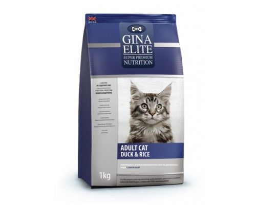 Gina ELITE CAT Корм полнорационный сухой для взрослых кошек Утка с рисом (Джина Adult Cat Duck & Rice). Вес: 1 кг