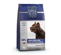 Gina ELITE GF LARGE DOG Корм беззерновой сухой для собак крупных пород с Индейкой, картофелем и клюквой (Джина Grain Free Large Breed Dog Turkey, Sweet Potato & Cranberry). Вес: 15 кг