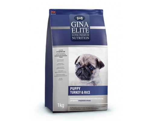 Gina ELITE Корм сухой для щенков, беременных и кормящих собак Индейка (Джина Puppy Turkey&Rice). Вес: 1 кг