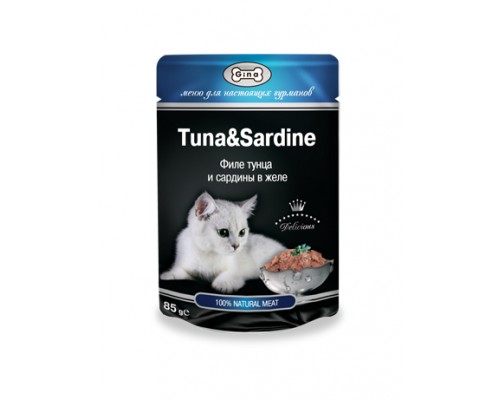 Gina TUNA&SARDINE Филе тунца и сардины в желе пауч (Джина). Вес: 85 г