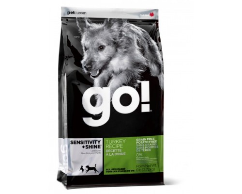 GO! Беззерновой для Щенков и Собак с Индейкой для чувствительного пищеварения (Sensitivity + Shine Turkey Dog Recipe, Grain Free, Potato Free). Вес: 1,59 кг