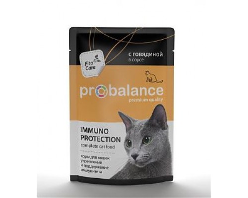 ProBalance ADULT Immuno Protection корм консервированный для кошек с говядиной в соусе. Защита и поддержание иммунитета (пауч). Вес: 85 г