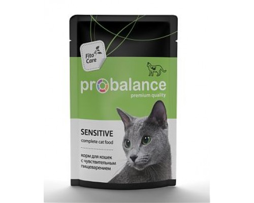 ProBalance Sensitive корм консервированный для кошек c чувствительным пищеварением (Пауч). Вес: 85 г
