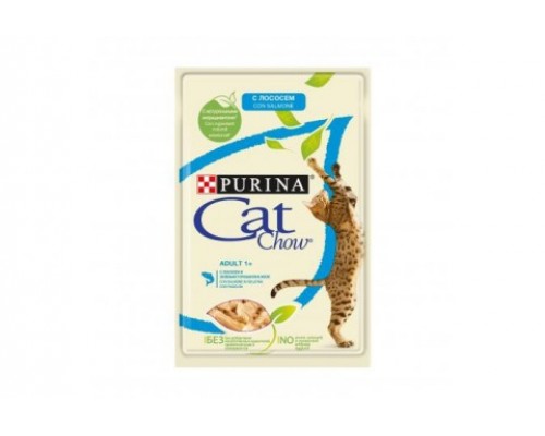 PURINA CAT CHOW пауч для кошек кусочки в желе лосось, зеленый горошек (Кэт Чау). Вес: 85 г