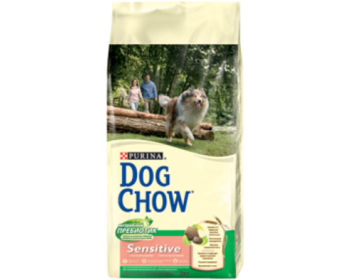 PURINA DOG CHOW Дог Чау Корм для собак с чувствительным пищеварением лосось и рис. Вес: 800 г