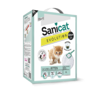 Sanicat Комкующийся наполнитель для котят "Легкое приучение", контроль запаха без пыли, с ароматом детской присыпки (Evolution Kitten) 6 л