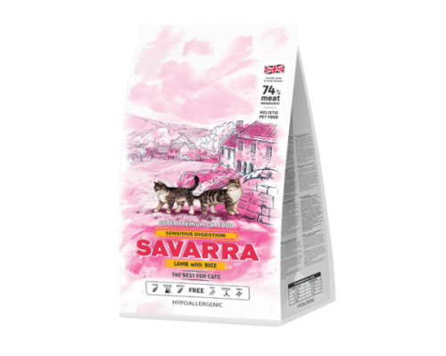 SAVARRA Sensitive Cat Сухой корм для кошек с чувствительным пищеварением Ягненок/рис (Саварра). Вес: 400 г