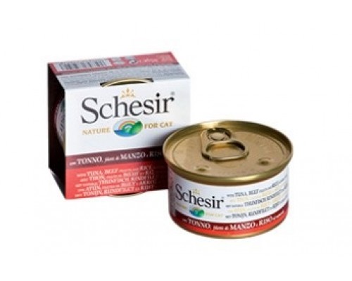 Schesir консервы для кошек Тунец/говядина/рис. Вес: 85 г