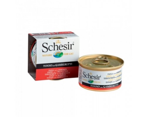 Schesir консервы для кошек Тунец/креветки. Вес: 85 г