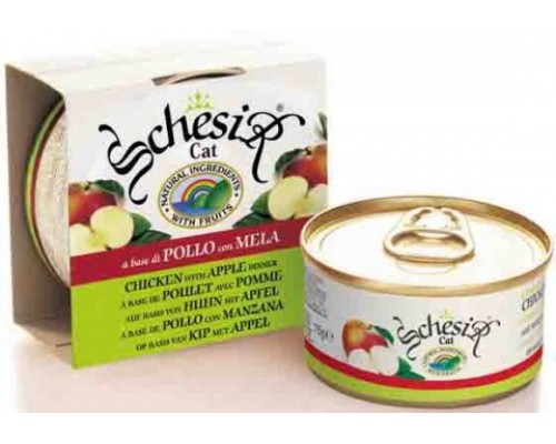 Schesir консервы для кошек Цыпленок/яблоко. Вес: 75 г