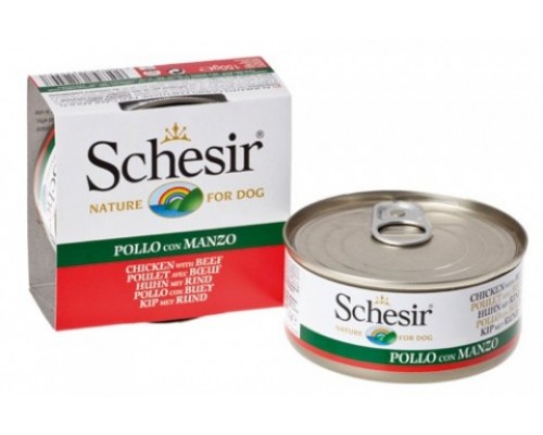 Schesir консервы для собак Филе Цыпленка/говядина. Вес: 150 г