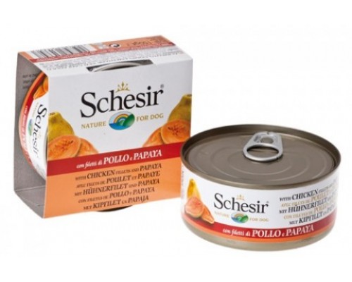 Schesir консервы для собак Цыпленок/папайя. Вес: 150 г