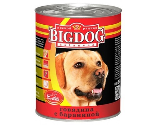 ЗООГУРМАН Консервы для собак "BIG DOG" Говядина с бараниной. Вес: 850 г