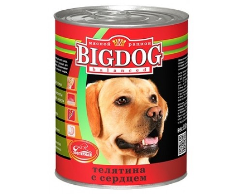 ЗООГУРМАН Консервы для собак "BIG DOG" Телятина с сердцем. Вес: 850 г