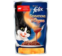 Феликс Sensations Sauce Surprise для кошек кусочки с соусе говядина томат (Felix). Вес: 85 г