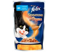 Феликс Sensations Sauce Surprise для кошек кусочки с соусе треска, томат (Felix). Вес: 85 г