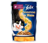 Феликс Sensations для кошек кусочки в желе утка, шпинат (Felix)