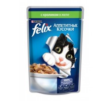 Феликс Аппетитные кусочки для кошек в желе кролик (Felix). Вес: 85 г