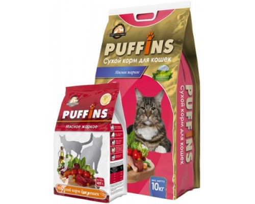 Puffins сухой корм для кошек Мясное жаркое. Вес: 400 г