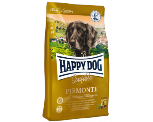 Happy Dog Piemonte для взрослых собак при пищевой аллергии и кормовой непереносимости. Утка/Морская рыба/Каштаны. Вес: 1 кг