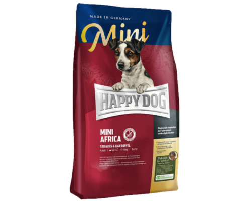 Happy Dog Mini Africa для взрослых собак мелких пород при пищевой аллергии. Страус/Картофель. Вес: 1 кг