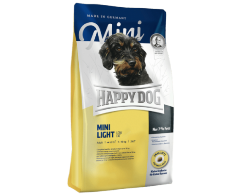 Happy Dog Mini Light для взрослых собак мелких пород, с избыточным весом. Птица/Лосось/Ягненок. Вес: 1 кг