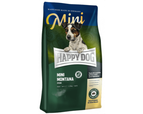Happy Dog Mini Montana для взрослых собак мелких пород при пищевой аллергии и кормовой непереносимости. Конина/Картофель. Вес 1 кг